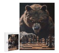 Puzzle Per Adolescenti 500 PCS Grizzly Bear Chess Puzzle Per Adulti Gioco Rompicapo Difficile Difficile Unico Compleanno E Regali 500 PCS