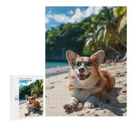 Puzzle Per Adolescenti 500 PCS Happy Welsh Corgi Beach Puzzle Giochi Rilassanti Decorazione Per La Casa Regali Unici Per Compleanno 500 PCS