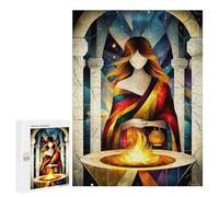 Puzzle Per Adolescenti 500 PCS Hestia - Cubist Minimalist Legend - Goddess of The Hearth & Sacred Fire in Mythological Art Puzzle Per Adulti Giochi Rilassanti Decorazione Per La Casa Regali Unici Per