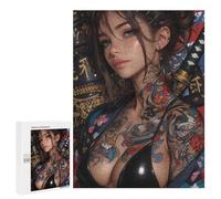 Puzzle Per Adolescenti 500 PCS Japanese Tattooed Woman with Katana Puzzle Per Adolescenti Sfida Difficile Allena La Tua Mente E Le Tue Mani Rompicapo Giochi Per Famiglie 500 PCS