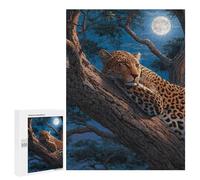 Puzzle Per Adolescenti 500 PCS Leopard Moonlit Tree Rest -2 Puzzle Per Adolescenti Vacanza in Casa Passatempo Per Compleanno, Natale Divertimento in Famiglia E Serata Giochi 500 PCS