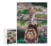 Puzzle Per Adolescenti 500 PCS Lion Cub Water Reflection Puzzle Per Adolescenti Migliora La Memoria Difficile Da Completare Gioco Impegnativo Giocattoli 500 PCS