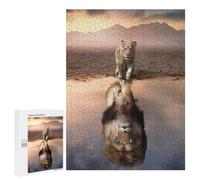 Puzzle Per Adolescenti 500 PCS Lion Reflection Puzzle Per Adulti Giochi Rilassanti Sfida Difficile Attività Divertenti A Casa 500 PCS
