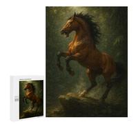 Puzzle Per Adolescenti 500 PCS Majestic Horse Rearing in Forest Puzzle, Gioco Rompicapo, Regalo Di Compleanno, Attività Divertenti Da Fare A Casa, 500 PCS