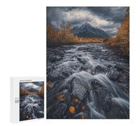 Puzzle Per Adolescenti 500 PCS Mountain Stream in Autumn Puzzle Per Adulti Giochi Rilassanti Assemblaggio Di Modelli Interazione Genitore-figlio 500 PCS