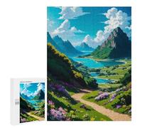 Puzzle Per Adolescenti 500 PCS Mountain Valley with Path Puzzle Per Adulti Gioco Rompicapo Difficile Difficile Unico Compleanno E Regali 500 PCS