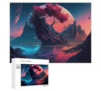 Puzzle Per Adolescenti 500 PCS Mystical Planet with Red Tree Puzzle Antistress Decorazione Per La Casa Regali Unici Per Compleanno E Natale 500 PCS