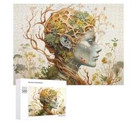 Puzzle Per Adolescenti 500 PCS Nature's Harmony A Woman's Connection with Plants Puzzle Per Adulti Giocattolo Decorazione Da Parete Vacanza A Casa Passatempo Per Compleanno, Natale 500 PCS