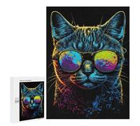 Puzzle Per Adolescenti 500 PCS Neon Cool Cat Puzzle Per Adulti Giochi Rilassanti Sfida Difficile Attività Divertenti A Casa 500 PCS