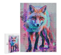Puzzle Per Adolescenti 500 PCS Neon Glitch Fox Puzzle Per Adulti Giochi Rilassanti Sfida Difficile Attività Divertenti A Casa 500 PCS