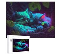 Puzzle Per Adolescenti 500 PCS Neon Kittens in Enchanted Forest -1 Puzzle Per Adolescenti Giocattoli Antistress Assemblaggio Di Modelli Regali Unici Per Compleanno E Natale 500 PCS