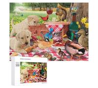 Puzzle Per Adolescenti 500 PCS Picnic with Puppies And Friends Puzzle, Gioco Rompicapo, Regalo Di Compleanno, Attività Divertenti Da Fare A Casa, 500 PCS