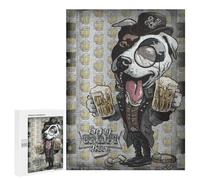 Puzzle Per Adolescenti 500 PCS Pit Bull Enjoy Craft Beer Puzzle Per Adulti Giochi Rilassanti Assemblaggio Di Modelli Interazione Genitore-figlio 500 PCS