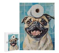 Puzzle Per Adolescenti 500 PCS Pug with Toilet Paper Roll on Head-1 Puzzle Per Adolescenti, Divertente E Spiritoso Per Compleanno, Natale, Regali Di Compleanno 500 PCS