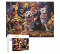 Puzzle Per Adolescenti 500 PCS Puzzle Canine Celebration A Festive Gathering of Dogs Puzzle Per Adulti Giocattoli Antistress Sfida Difficile Regali Unici Per Compleanno 500 PCS