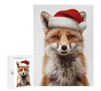 Puzzle Per Adolescenti 500 PCS Puzzle Christmas Fox Wearing A Santa Hat Puzzle Per Adulti Gioco Per Famiglie Un'opera D'arte Per Compleanno, Natale 500 PCS
