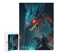 Puzzle Per Adolescenti 500 PCS Puzzle Dragon Confrontation in Cityscape Puzzle Per Adulti Giocattoli Antistress Sfida Difficile Regali Unici Per Compleanno 500 PCS