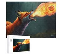 Puzzle Per Adolescenti 500 PCS Puzzle Fox Breathing Fire Artwork Puzzle Per Adulti Giocattoli Antistress Sfida Difficile Regali Unici Per Compleanno 500 PCS