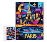 Puzzle Per Adolescenti 500 PCS Puzzle Paris Colorful Nights - Geometric Eiffel Tower Art Puzzle Per Adulti Gioco Per Famiglie Un'opera D'arte Per Compleanno, Natale 500 PCS