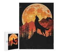 Puzzle Per Adolescenti 500 PCS Puzzle Wolf Howling at The Moon Puzzle Per Adulti Gioco Per Famiglie Un'opera D'arte Per Compleanno, Natale 500 PCS