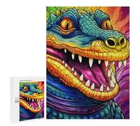 Puzzle Per Adolescenti 500 PCS Rainbow Crocodile Artwork Puzzle, Gioco Rompicapo, Regalo Di Compleanno, Attività Divertenti Da Fare A Casa, 500 PCS