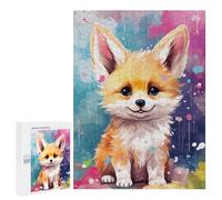 Puzzle Per Adolescenti 500 PCS Rainbow Fox Cub Art Print Puzzle Per Adolescenti Migliora La Memoria Difficile Da Completare Gioco Impegnativo Giocattoli 500 PCS