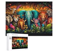 Puzzle Per Adolescenti 500 PCS Rainbow Jungle Animals Puzzle Per Adolescenti Giocattoli Antistress Assemblaggio Di Modelli Regali Unici Per Compleanno E Natale 500 PCS