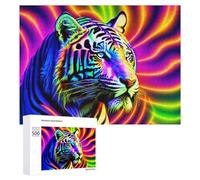 Puzzle Per Adolescenti 500 PCS Rainbow Tiger Art Print Puzzle Per Adulti Gioco Rompicapo Difficile Difficile Unico Compleanno E Regali 500 PCS