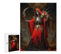 Puzzle Per Adolescenti 500 PCS Red Santa Muerte with Roses Puzzle Per Adulti Gioco Rompicapo Assemblaggio Di Modelli Interazione Genitore-figlio 500 PCS