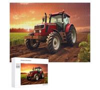 Puzzle Per Adolescenti 500 PCS Red Tractor in Sunset Field Puzzle Per Adolescenti Giocattoli Antistress Assemblaggio Di Modelli Regali Unici Per Compleanno E Natale 500 PCS