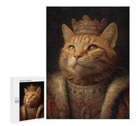 Puzzle Per Adolescenti 500 PCS Royal Cat Portrait Artwork Puzzle Per Adolescenti Vacanza in Casa Passatempo Per Compleanno, Natale Divertimento in Famiglia E Serata Giochi 500 PCS