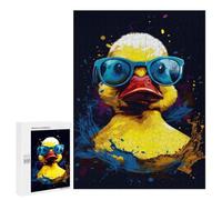 Puzzle Per Adolescenti 500 PCS Rubber Duck With Sunglasse Puzzle Per Adulti Giochi Rilassanti Assemblaggio Di Modelli Interazione Genitore-figlio 500 PCS