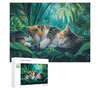 Puzzle Per Adolescenti 500 PCS Sleeping Cat in Jungle Puzzle Per Adolescenti Giocattoli Antistress Assemblaggio Di Modelli Regali Unici Per Compleanno E Natale 500 PCS