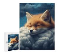 Puzzle Per Adolescenti 500 PCS Sleeping Fox in Clouds Puzzle Per Adulti Giocattolo Decorazione Da Parete Vacanza A Casa Passatempo Per Compleanno, Natale 500 PCS