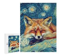 Puzzle Per Adolescenti 500 PCS Sleeping Fox Starry Night Art Puzzle Per Adulti Giochi Rilassanti Assemblaggio Di Modelli Interazione Genitore-figlio 500 PCS