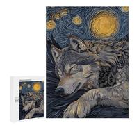 Puzzle Per Adolescenti 500 PCS Sleeping Wolf Starry Night Art Puzzle Per Adolescenti Giochi Rilassanti Assemblaggio Di Modelli Regali Unici Per Compleanno E Natale 500 PCS