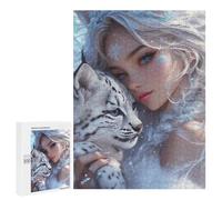Puzzle Per Adolescenti 500 PCS Snowflake Princess with Snow Leopard Puzzle Per Adolescenti Migliora La Memoria Difficile Da Completare Gioco Impegnativo Giocattoli 500 PCS