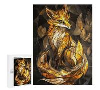 Puzzle Per Adolescenti 500 PCS Stained Glass Fox Puzzle Per Adulti, Gioco Rompicapo, Decorazione Perfetta, Divertimento A Casa, Attività, 500 PCS