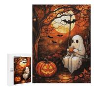 Puzzle Per Adolescenti 500 PCS Stained Glass Ghost And Coffee Under The Moon Puzzle Giochi Rilassanti Decorazione Per La Casa Regali Unici Per Compleanno 500 PCS