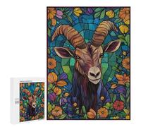 Puzzle Per Adolescenti 500 PCS Stained Glass Goat Puzzle Per Adulti Giochi Rilassanti Sfida Difficile Attività Divertenti A Casa 500 PCS