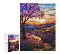 Puzzle per Adolescenti 500 PCS Stained Glass Sunset Landscape Puzzle per Adolescenti Giochi Rilassanti Regali per le Donne Attività Divertenti A Casa 500 PCS
