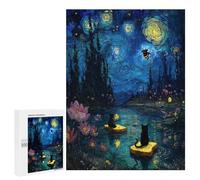 Puzzle Per Adolescenti 500 PCS Starry Night Cats on Toast Puzzle Per Adulti Giochi Rilassanti Decorazione Per La Casa Regali Unici Per Compleanno E Natale 500 PCS