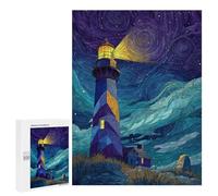 Puzzle Per Adolescenti 500 PCS Starry Night Lighthouse Scene -1 Puzzle Per Adolescenti Corsa Di Velocità Manuale Difficile E Impegnativo Gioco Divertente Per Tutta La Famiglia 500 PCS