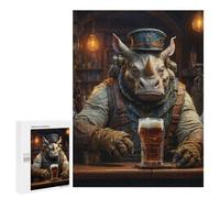 Puzzle Per Adolescenti 500 PCS Steampunk Craft Beer Rhino Puzzle Per Adulti Giochi Rilassanti Assemblaggio Di Modelli Interazione Genitore-figlio 500 PCS