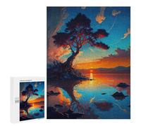 Puzzle Per Adolescenti 500 PCS Sunset Island with Tree Puzzle, Gioco Rompicapo, Regalo Di Compleanno, Attività Divertenti Da Fare A Casa, 500 PCS