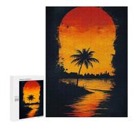 Puzzle Per Adolescenti 500 PCS Sunset Palm Silhouette Puzzle Per Adulti Gioco Rompicapo Assemblaggio Di Modelli Interazione Genitore-figlio 500 PCS