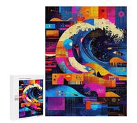 Puzzle Per Adolescenti 500 PCS The Great Wave - Geometric Abstraction Puzzle Per Adolescenti Giocattolo Decorazione Da Parete Ma Divertente E Umoristico Unico Compleanno E Regali 500 PCS
