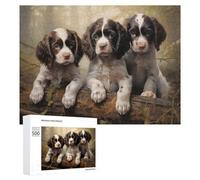 Puzzle Per Adolescenti 500 PCS Three English Springer Spaniel Puppies Puzzle, Gioco Rompicapo, Regalo Di Compleanno, Attività Divertenti Da Fare A Casa, 500 PCS