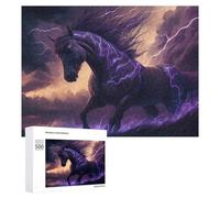 Puzzle Per Adolescenti 500 PCS Thundering Horse in Stormy Sky Puzzle, Gioco Rompicapo, Regalo Di Compleanno, Attività Divertenti Da Fare A Casa, 500 PCS