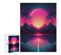 Puzzle Per Adolescenti 500 PCS Tropical Synthwave Scenery Puzzle Per Adulti Giochi Rilassanti Ma Divertenti E Umoristici Sfida Da Completare 500 PCS